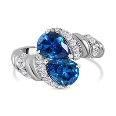 LUSTRO STELLA blauer und weißer Zirkonia-Ring - 4,77 ct.