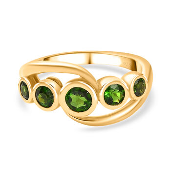 Nat&uuml;rlicher Chromdiopsid Ring 925 Silber 750 Gelbgold Vermeil (Gr&ouml;&szlig;e 17.00) ca. 0,97 ct