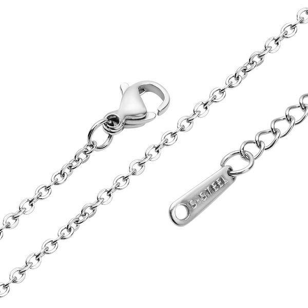 Glas und wei&szlig;e Zirkonia Halskette, ca. 50 cm, Edelstahl image number 5