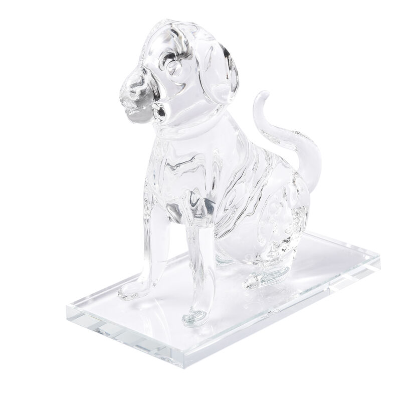 Dekorative Kristallglas Hunde-Figur auf quadratischem Ständer, 12x6x15 cm, Weiß image number 0