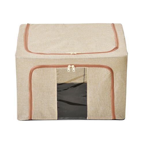 Faltbare Aufbewahrungsbox aus Stoff, 66 Liter offen, Größe 50x40x33cm gefaltet, beige image number 0