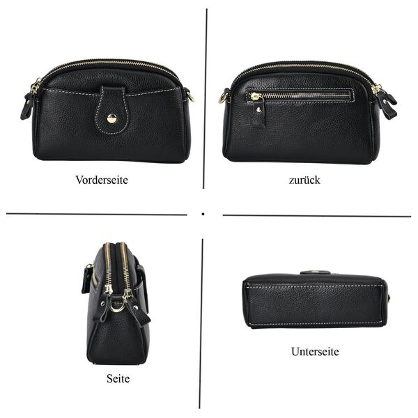 Set aus Echtleder-Umhängetasche und Kartenetui, Burgunderrot image number 2