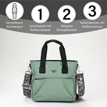 Praktischer Shopper mit verstellbarem Riemen, Gr&uuml;n