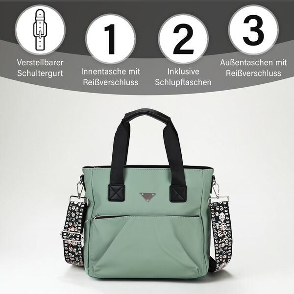 Praktischer Shopper mit verstellbarem Riemen, Grün image number 4