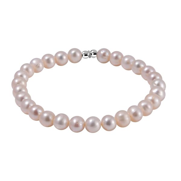 Wei&szlig;e S&uuml;&szlig;wasser Perle Armband ca. BR-Stretch cm 925 Silber rhodiniert image number 3