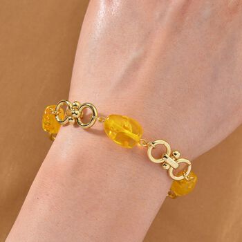 Simulierter Gelber Bernstein Armband ca. 19 cm mit 5 cm extender, goldfarben