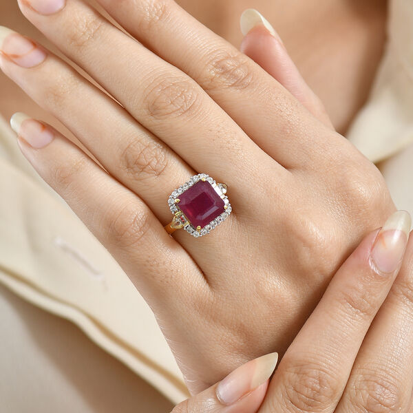 D'Joy afrikanischer Rubin, weißer Topas und Zirkon Ring - 8,59 ct. image number 2