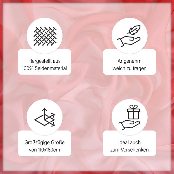 LA MAREY Ombre Chiffon Seiden Schal, Pfirsisch image number 4