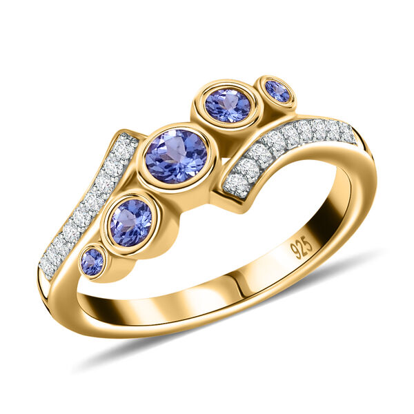 Tansanit und Zirkon-Ring, 925 Silber vergoldet  ca. 0,47 ct image number 4