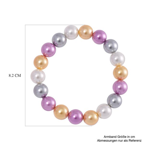 Lila, goldenes, silbernes und wei&szlig;es Muschelkernperlen-Armband image number 5