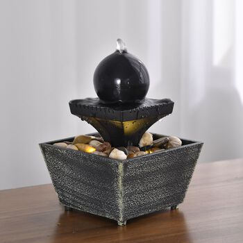 Mini Wasserbrunnen Kugel, Schwarz