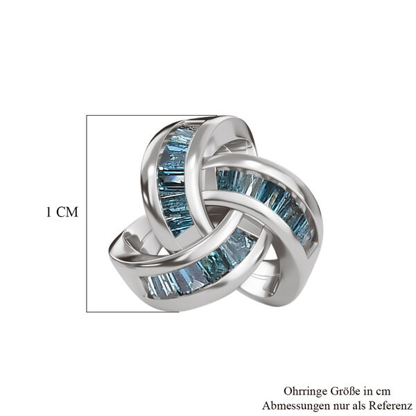 Liebesknoten blaue Diamant-Ohrstecker, 925 Silber platiniert - 0,25 ct. image number 6