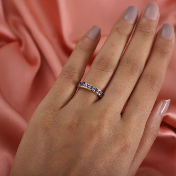 AA Tansanit Band Ring 925 Silber Gelbgold Vermeil image number 3