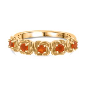 Djoy Mexikanischer Purpurroter Feuer Opal Ring 925 Silber 750 Gelb Vergoldet (Größe 18.00) ca. 0.28 ct