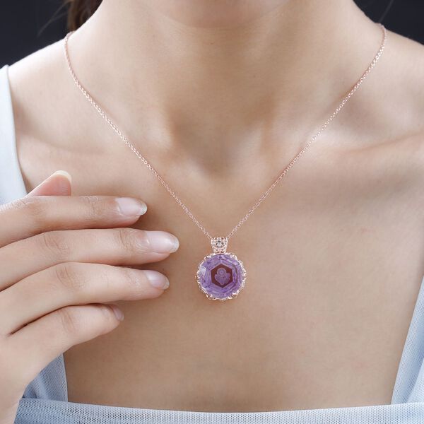 GP Italian Garden Kollektion- Rose De France Amethyst, Zirkon und blauer Saphir-Anhänger mit 50cm Kette - 24,27 ct. image number 3