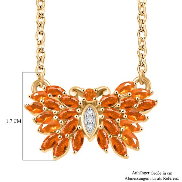 Feueropal und Zirkon Halskette, 45 cm - 1,33 ct. image number 6