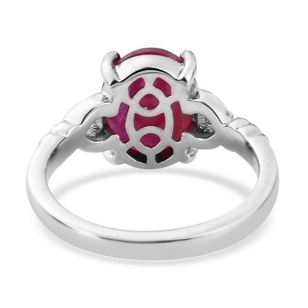 Rubin Stern und Zirkon Solit&auml;r Ring 925 Silber Platin-&Uuml;berzug image number 4