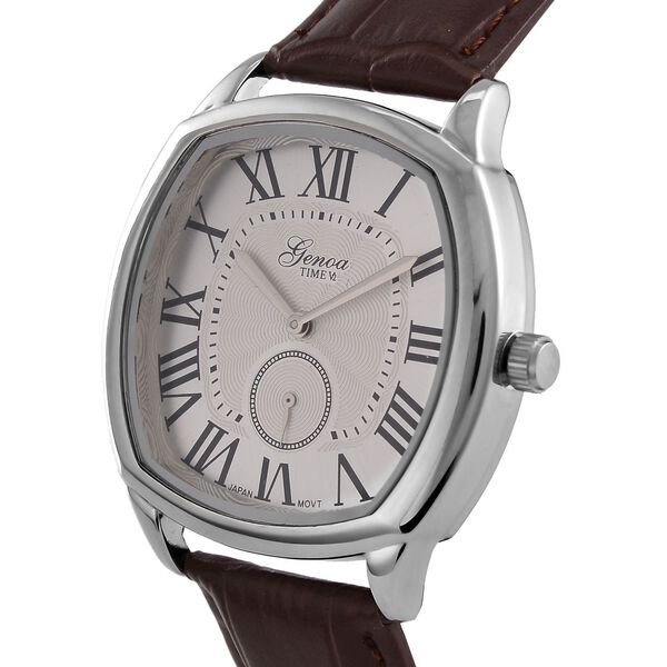 GENOA Limitierte Auflage Miyota Japanese Movement Uhr mit Echtlederarmband - Braun image number 4