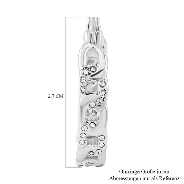 Wei&szlig;e Kristall Creolen, 316L Edelstahl , silberfarben image number 5