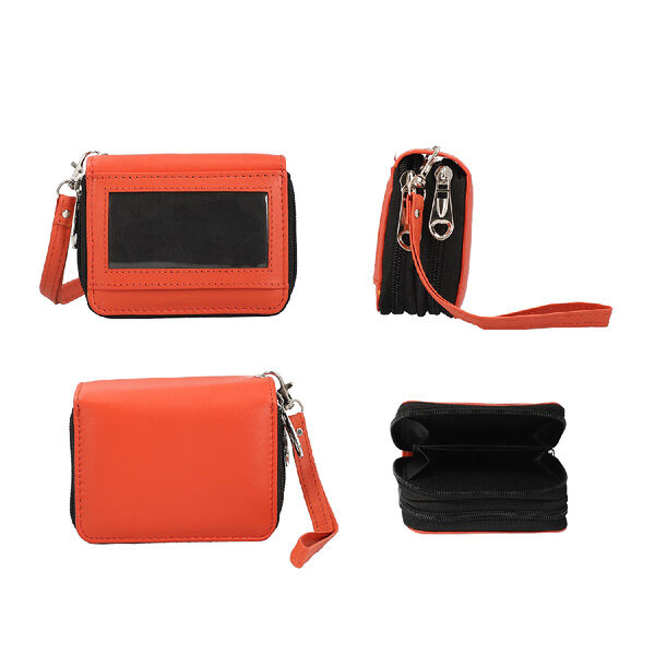Geldbörse aus 100% echtem Leder mit RFID schutz und abnehmbarem Riemen, Orange image number 4