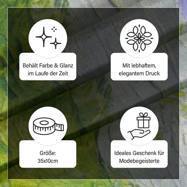 LA MAREY: Premium Selection - 100% Maulbeerenseiden-Halstuch, 35x150cm, Gr&uuml;ne Wiesen image number 4