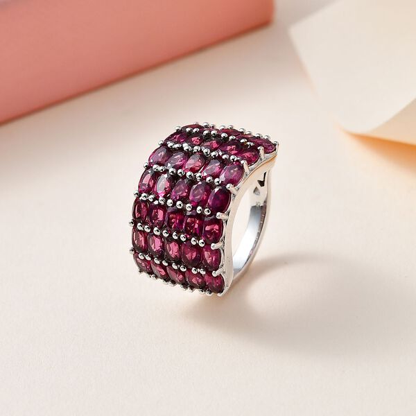 Natürlicher Rhodolith Granat Ring, 925 Silber platiniert (Größe 18.00) ca. 8.09 ct image number 2