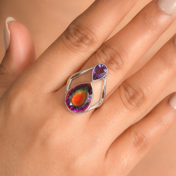 Sajen Silber-Himmlischer Quarz, Afrikanischer Amethyst Ring 925 Silber rhodiniert (Gr&ouml;&szlig;e 20.00) ca. 9.68 ct image number 2