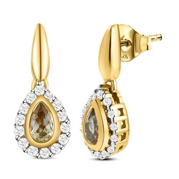 AAA Turkizit und wei&szlig;e Zirkon-Ohrringe - 0,95 ct.