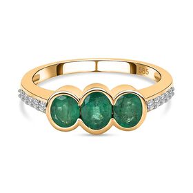 AAA Kagem sambischer Smaragd und Diamant Ring - 1,11 ct.