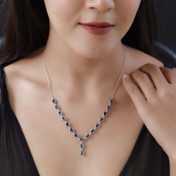 London Blau Topas Collier, ca. 45 cm, 925 Silber platiniert ca. 9.18 ct