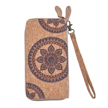 Kork Brieftasche mit RFID Schutz, Traumf&auml;nger Muster, Gr&ouml;&szlig;e 19x4x10 cm, Khaki