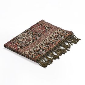 Jamawar-Schal, 3-Schiffchen-Webung, 70x200 cm, Blumen