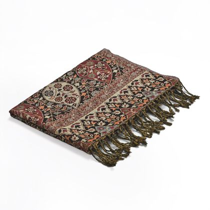 Jamawar-Schal, Viskose, 3-Schiffchen-Webung, 70x200 cm, Blumen