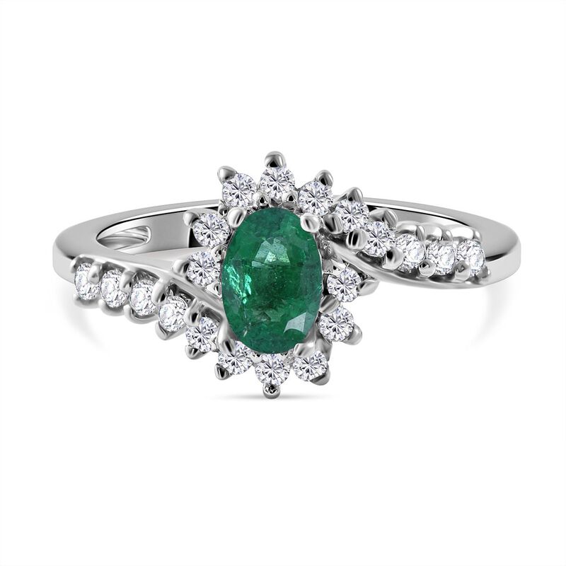 AA Kagem sambischer Smaragd und Zirkon-Ring - 0,92 ct. image number 0