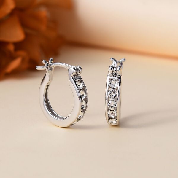 J Francis gefertigt mit SWAROVSKI- Wei&szlig;e Swarovski Kristall-Ohrringe, 925 Silber platiniert image number 2