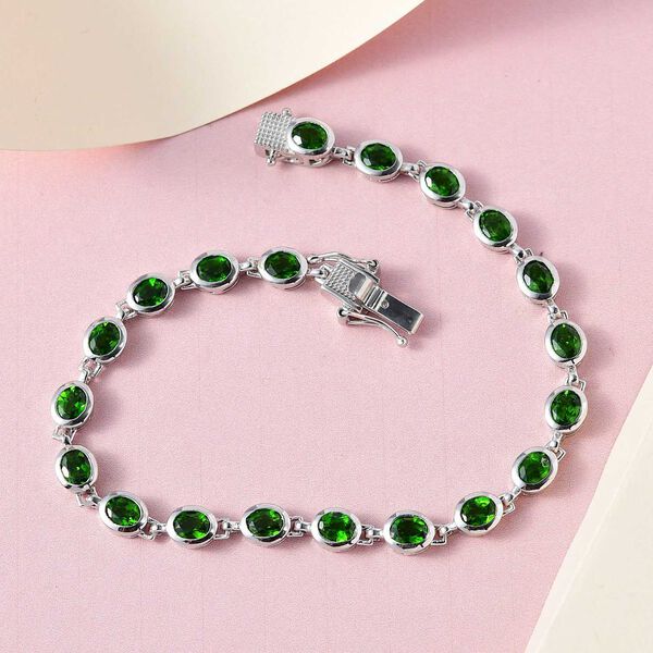 Natürliches Chromdiopsid Armband, ca. 20 cm, 925 Silber platiniert ca. 9,30 ct image number 2