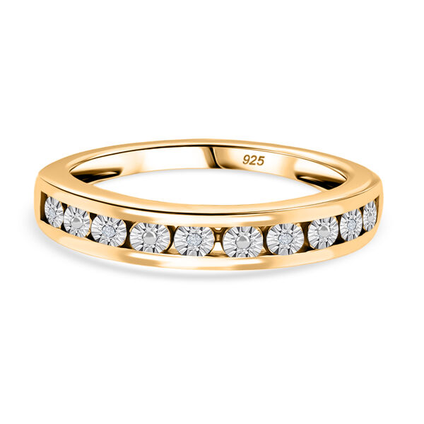 Half Eternity Ring mit Diamantakzenten, 925 Silber 750 vergoldet image number 0