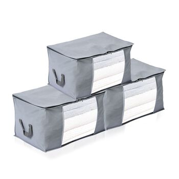 Aufbewahrungsboxen Set aus 3, Sichtfenster, 60 x 30 x 45 cm, Dunkelgrau