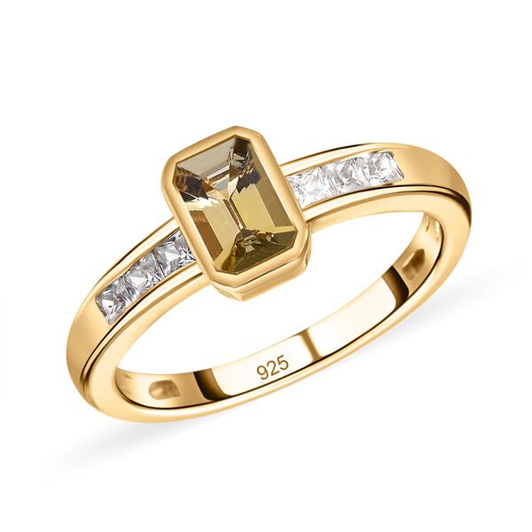Nat&uuml;rlicher, goldener Tansanit und wei&szlig;er Zirkon-Ring - 0,99 ct. image number 4