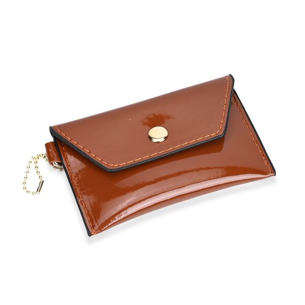 Premium PU Lackleder Handtasche mit Schlangen Prägung und extra Riemen, 28 x 19 x 11 cm, Cognac image number 7