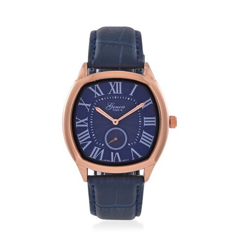 GENOA Limitierte Auflage Miyota Japanese Movement Uhr mit Echtlederarmband - Blau image number 0