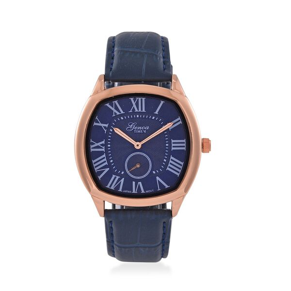 GENOA Limitierte Auflage Miyota Japanese Movement Uhr mit Echtlederarmband - Blau image number 0