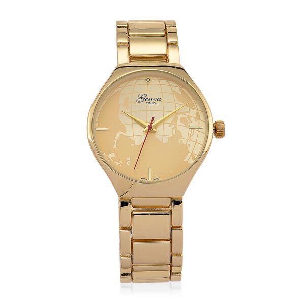 GENOA - Weißer Diamant Uhr mit Japanisches Uhrwerk, 3 ATM Wasserdicht, 316L Edelstahl, Gelb image number 0