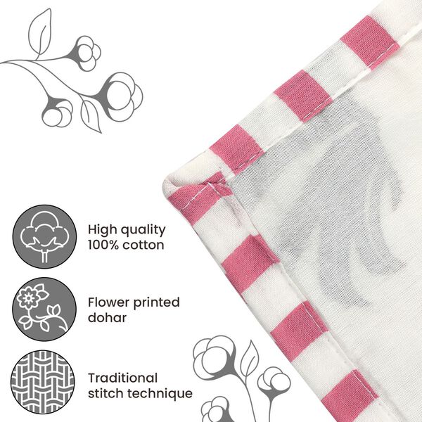 Dreilagige Baumwoll-Muslin-Blockdruck Dohar image number 3