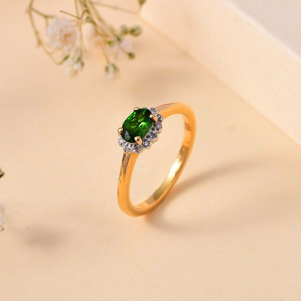 Nat&uuml;rlicher Chromdiopsid und Diamant Ring - 0,53 ct. image number 2