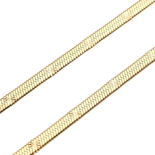 Strukturierte Fischgr&auml;ten-Gliederkette, ca. 50 cm, reiner Edelstahl Goldfarben ca. 10,90g image number 4