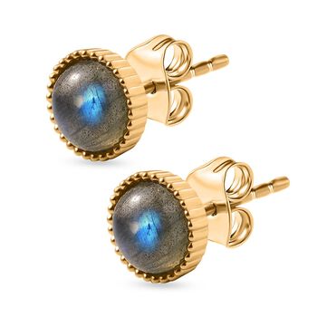 D'Joy AAA Labradorit Ohrringe 925 Silber 750 Gelb Vergoldet ca. 3,04 ct.