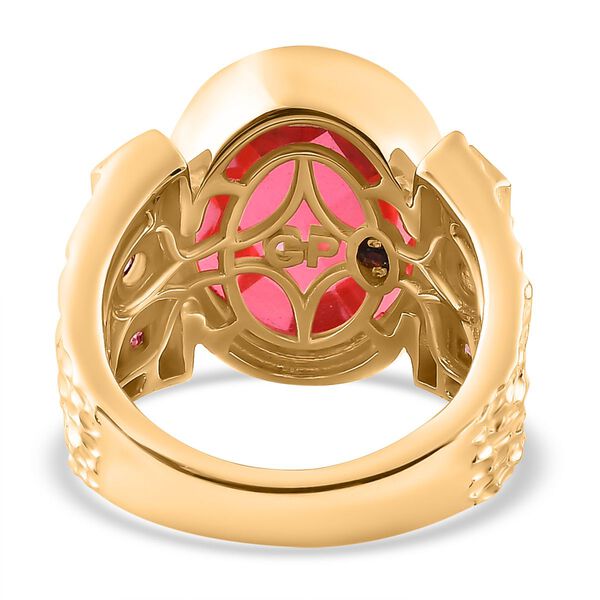 GP Art D&eacute;co Collection - Padparadscha Quarz Triplett, Rhodolith Granat und Kanchanaburi blauer Saphir-Ring - 11,67 ct. image number 6