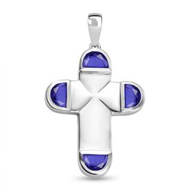 Tansanit-Farbe Quarz Kreuz Anhänger - 2,17 ct.