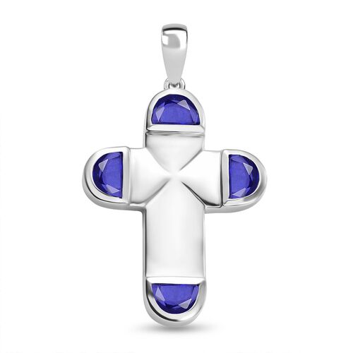 Tansanit-Farbe Quarz Kreuz Anhänger - 2,17 ct. image number 0